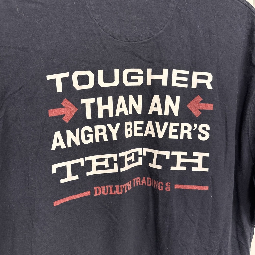 Duluth Trading Co  T Shirt Angry Beavers Large Longtail T  100% Cotton